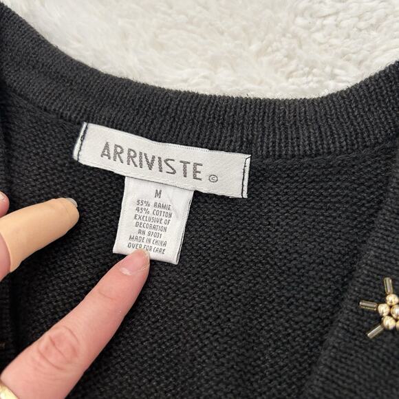 Arrivste Christmas Sweater Vest Women’s Mediu Black Cottagecore Grannycore Holly - Picture 5 of 5